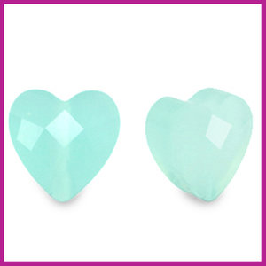 Fashion hart facet mini semi transparant turquoise blue
