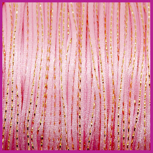Satijnkoord met gouddraad Ø2 mm roze