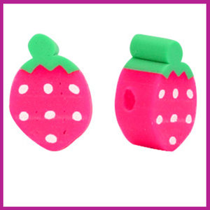 Polymeer kraal aardbei pink green