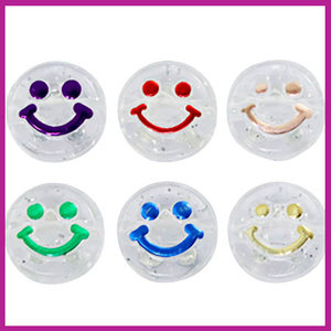 Letterkraal acryl rond 10mm smiley transparant multicolor