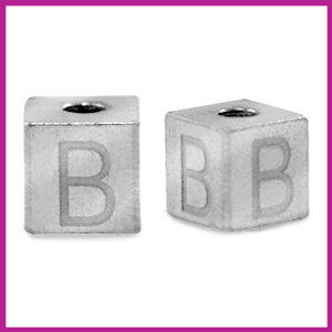 RVS stainless steel initial cube zilver B
