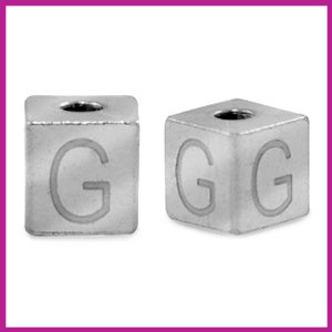 RVS stainless steel initial cube zilver G