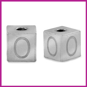RVS stainless steel initial cube zilver O