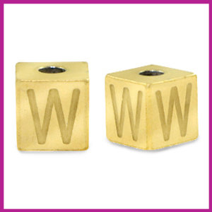 RVS stainless steel initial cube goud W