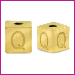 RVS stainless steel initial cube goud Q