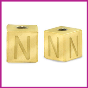 RVS stainless steel initial cube goud N