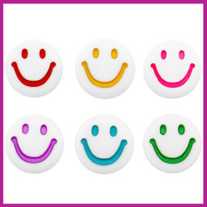 Letterkraal acryl multicolor rond 7 mm smiley