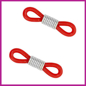 Bril koord eindje per 2 stuks rood - zilver