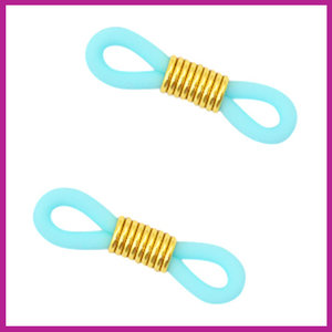 Bril koord eindje per 2 stuks aqua - goud