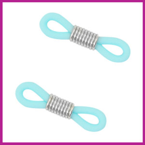Bril koord eindje per 2 stuks aqua - zilver