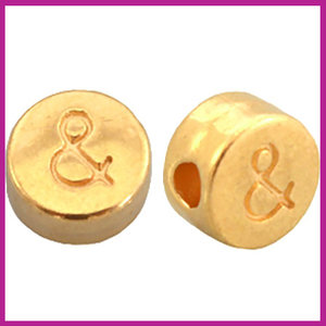 DQ letterkraal metaal rond 7 mm & Goud