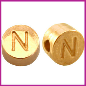 DQ letterkraal metaal rond 7 mm N Goud