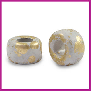 DQ Grieks keramiek kraal gold spot 9mm grey