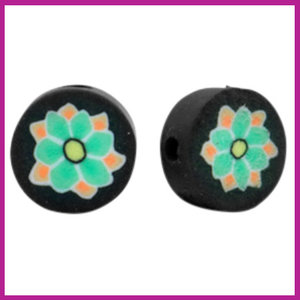 Polymeer kraal bloem zwart groen