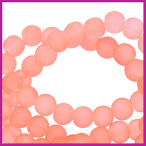 Glaskraal mat Ø6mm neon coral orange