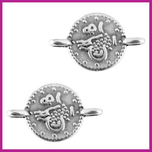 DQ metaal tussenstuk muntje Antiek zilver