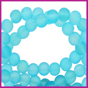 Glaskraal mat Ø4mm bleached coral blue