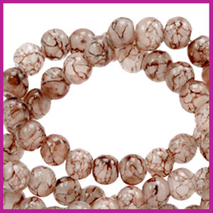 Glaskraal gemêleerd Ø4mm marble brown
