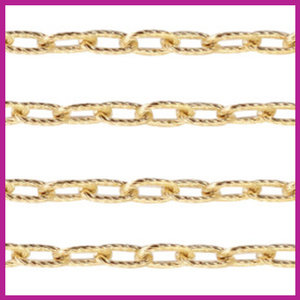 (RVS) Stainless steel jasseron ankerketting ovaal goud