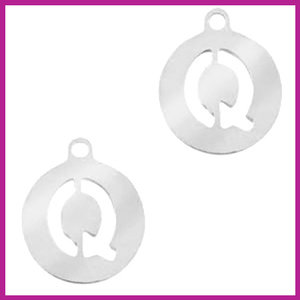 RVS stainless steel bedel initial coin zilver Q