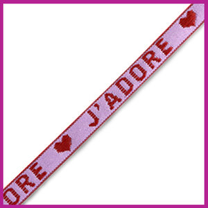 Lint met tekst "j'adore" purple-warm red 