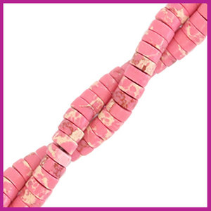 Natuursteen kraal disc 4mm marble azalea pink