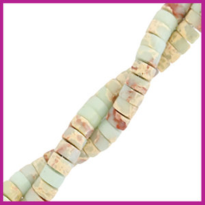 Natuursteen kraal disc 4mm marble light turquoise blue 