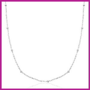 (RVS) Stainless steel halsketting bolletjes 55cm zilver