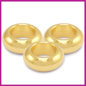 DQ metaal kraal / schuiver 9mm goud