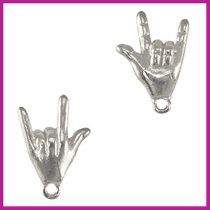 DQ metaal bedel "Rock on" hand antiek zilver