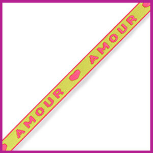 Lint met tekst "amour" neon green pink