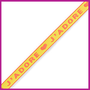 Lint met tekst "j'adore" neon yellow orange