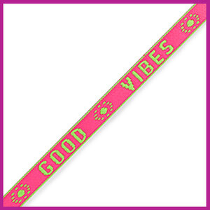 Lint met tekst "good vibes" neon pink green