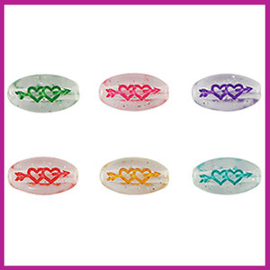 Letterkraal acryl ovaal hartjes transparant glitter