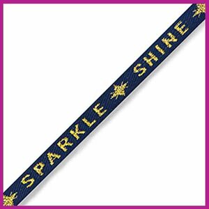 Lint met tekst "shine sparkle" blue-gold