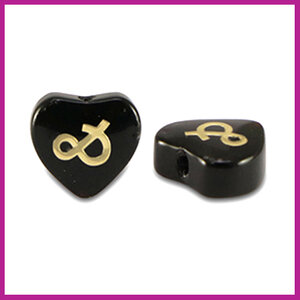 DQ glaskraal hart "&" zwart goud