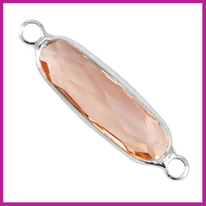 Tussenstuk crystal glas langwerpig roze zilver