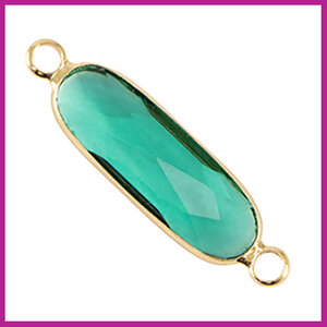 Tussenstuk crystal glas langwerpig groen goud