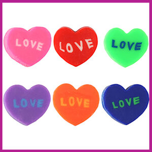 Polymeer kralenmix hartjes "LOVE" multicolor