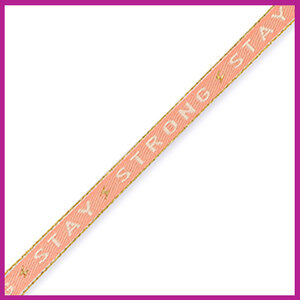 Lint met tekst "stay strong" Coral red beige goud