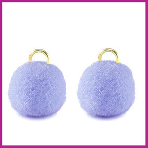 Pompom bedel Ø12mm met goud ringetje periwinkle purple