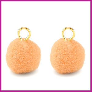 Pompom bedel Ø12mm met goud ringetje salmon orange