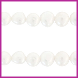 Zoetwaterparels nugget rond 9mm naturel white