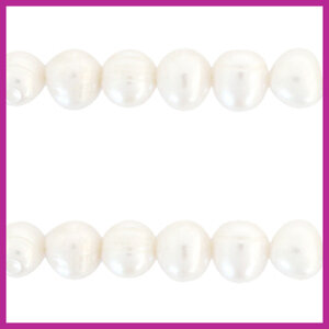 Zoetwaterparels semi rond 10mm naturel white
