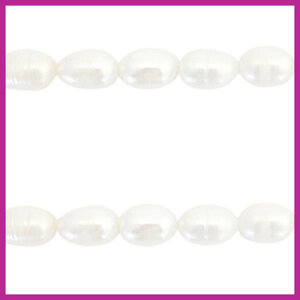 Zoetwaterparels rice 7x6mm naturel wit 