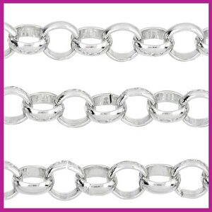Metalen jasseron Ø7mm schakel bewerkt Silver Plated