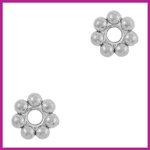 RVS stainless steel kraal spacer Bali ring zilver