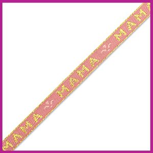 Lint met tekst "mama" vintage roze en goud