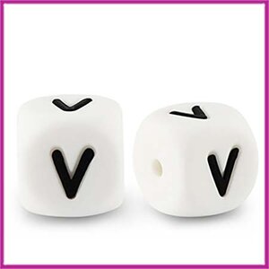 Letterkraal van siliconen wit/zwart V