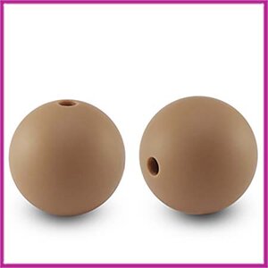 Siliconen kraal rond 15mm bruin